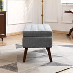 Banc pouf de rangement capitonné noir/gris/blanc cassé, 1 personne, pieds en bois