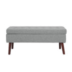 Banc pouf de rangement capitonné noir/gris/blanc cassé, 1 personne, pieds en bois