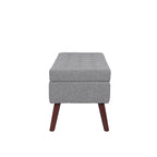 Banc pouf de rangement capitonné noir/gris/blanc cassé, 1 personne, pieds en bois