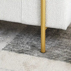 Banc de rangement en lin tapissé blanc/beige, accoudoirs cylindriques, pieds en métal doré, 1-2 personnes