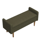Banc de rangement en lin beige/vert/noir, 2 places, avec rangement dissimulé