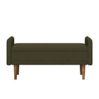Banc de rangement en lin beige/vert/noir, 2 places, avec rangement dissimulé