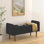 Banc de rangement en lin beige/vert/noir, 2 places, avec rangement dissimulé