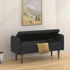 Banc de rangement en lin beige/vert/noir, 2 places, avec rangement dissimulé