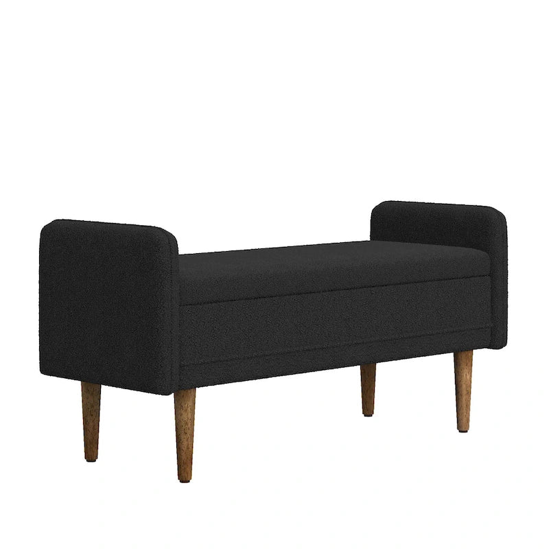 Banc de rangement en lin beige/vert/noir, 2 places, avec rangement dissimulé