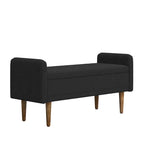 Banc de rangement en lin beige/vert/noir, 2 places, avec rangement dissimulé