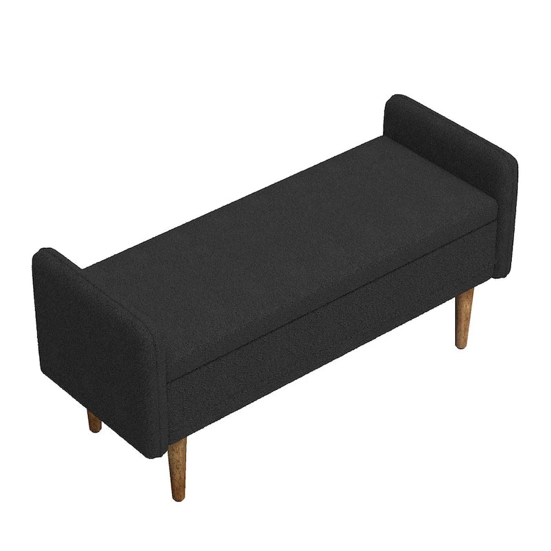 Banc de rangement en lin beige/vert/noir, 2 places, avec rangement dissimulé