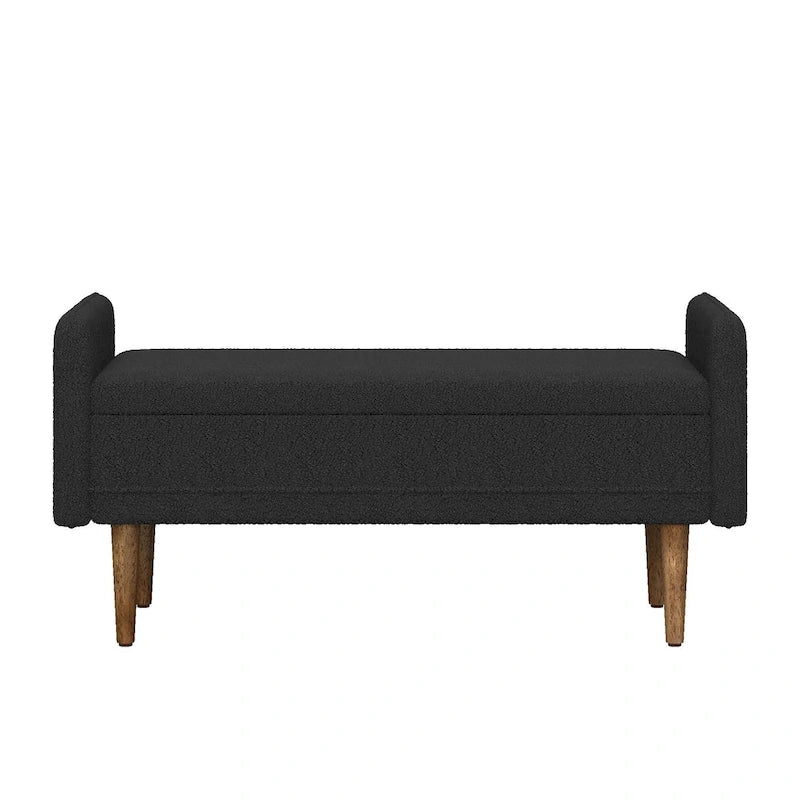 Banc de rangement en lin beige/vert/noir, 2 places, avec rangement dissimulé