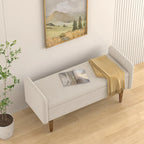 Banc de rangement en lin beige/vert/noir, 2 places, avec rangement dissimulé