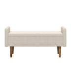 Banc de rangement en lin beige/vert/noir, 2 places, avec rangement dissimulé