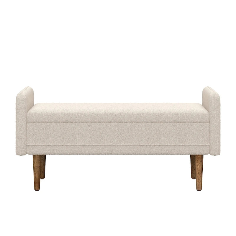 Banc de rangement en lin beige/vert/noir, 2 places, avec rangement dissimulé
