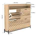 Meuble à chaussures avec portes basculantes naturel/blanc – Organisateur autoportant à 4 portes pour 1 entrée