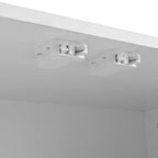 Meuble de rangement 4 portes cannelé blanc/noir avec étagères réglables, 5 pieds en bois massif, foyer de 2 personnes