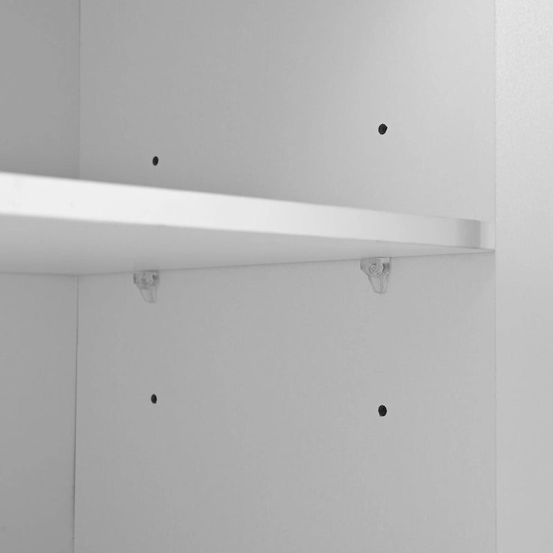 Meuble de rangement 4 portes cannelé blanc/noir avec étagères réglables, 5 pieds en bois massif, foyer de 2 personnes
