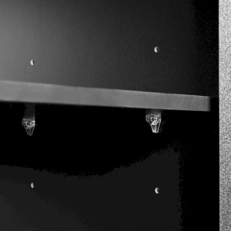Meuble de rangement 4 portes cannelé blanc/noir avec étagères réglables, 5 pieds en bois massif, foyer de 2 personnes