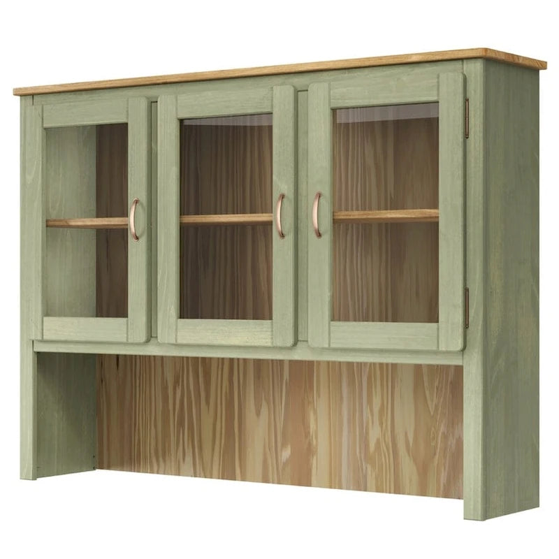 Vaisselier Vert/Noir en Pin Massif – Unité Simple, Style Buffet Haut