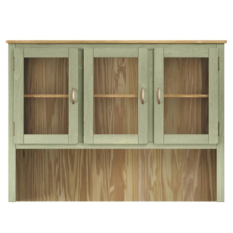 Vaisselier Vert/Noir en Pin Massif – Unité Simple, Style Buffet Haut