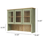 Vaisselier Vert/Noir en Pin Massif – Unité Simple, Style Buffet Haut