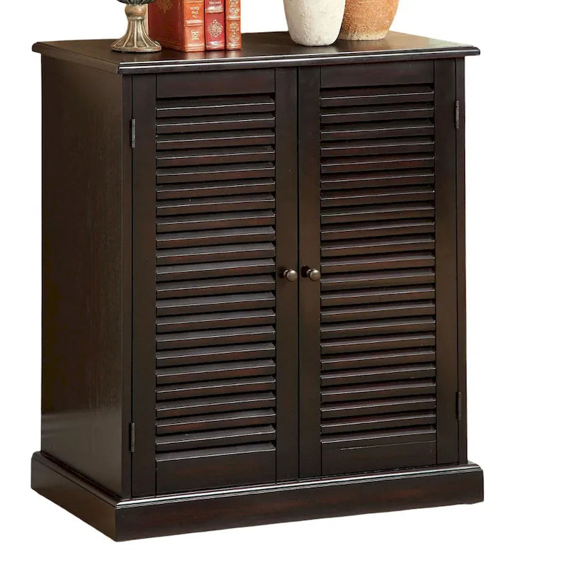 Meuble à chaussures avec portes à persiennes, Espresso/Chêne, Étagères réglables, 1 personne