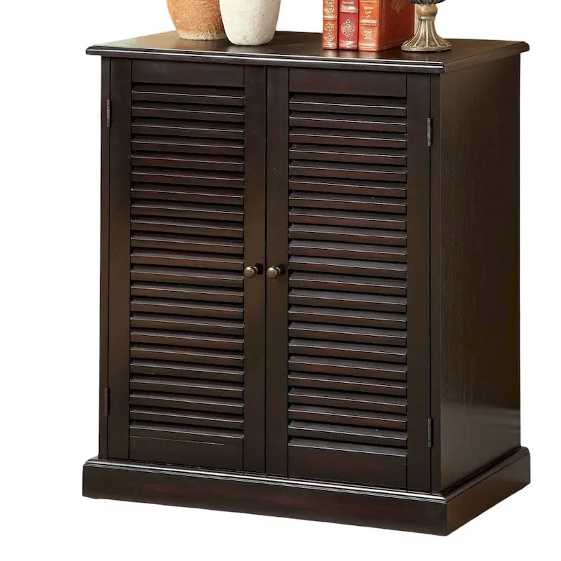 Meuble à chaussures avec portes à persiennes, Espresso/Chêne, Étagères réglables, 1 personne