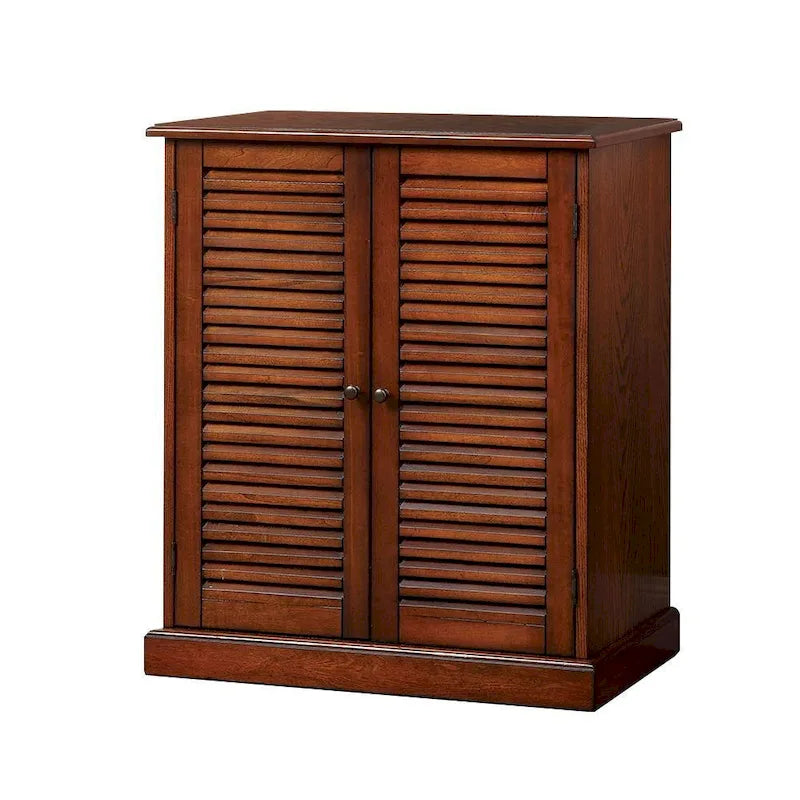 Meuble à chaussures avec portes à persiennes, Espresso/Chêne, Étagères réglables, 1 personne