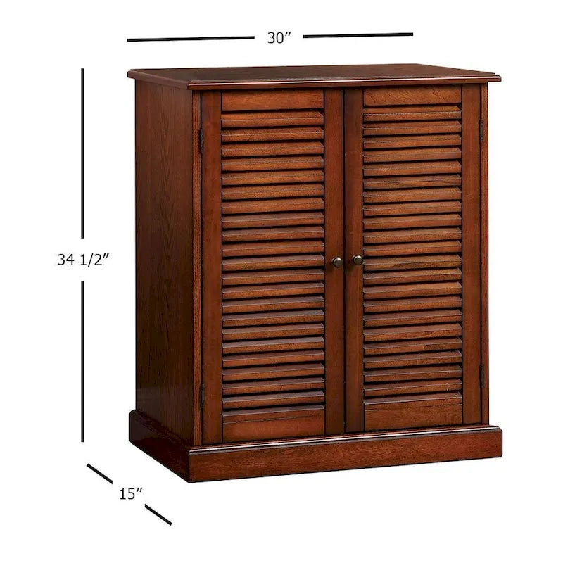 Meuble à chaussures avec portes à persiennes, Espresso/Chêne, Étagères réglables, 1 personne