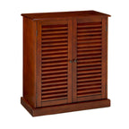 Meuble à chaussures avec portes à persiennes, Espresso/Chêne, Étagères réglables, 1 personne