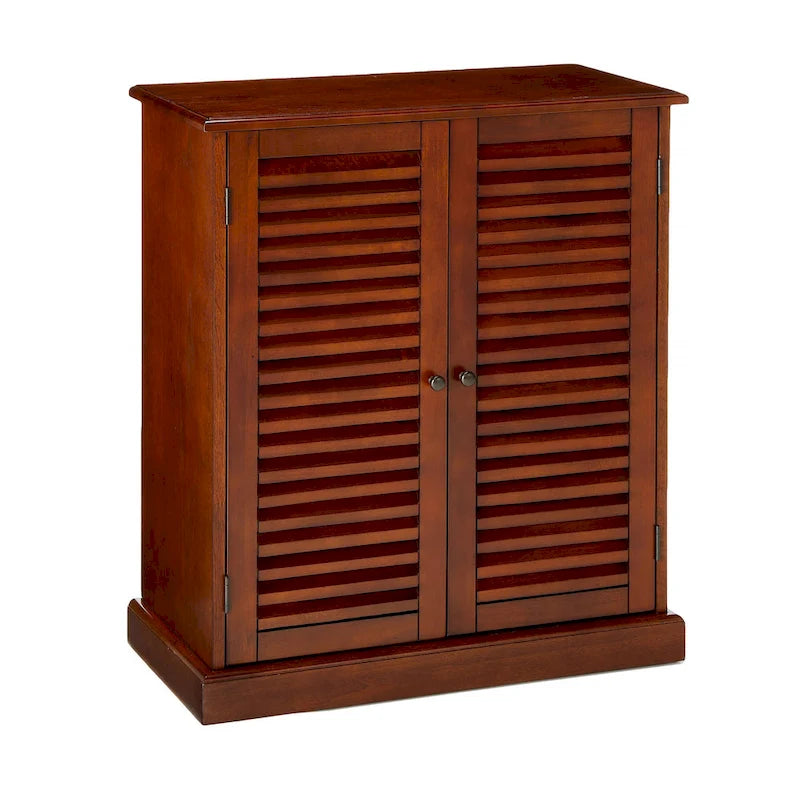 Meuble à chaussures avec portes à persiennes, Espresso/Chêne, Étagères réglables, 1 personne