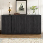 Buffet Noir à 4 Portes en Placage de Frêne