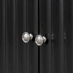Buffet noir 4 portes à panneaux ondulés avec poignées en métal