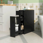 Meuble de salle de bain étroit noir/blanc avec abattant, tiroir et 3 étagères