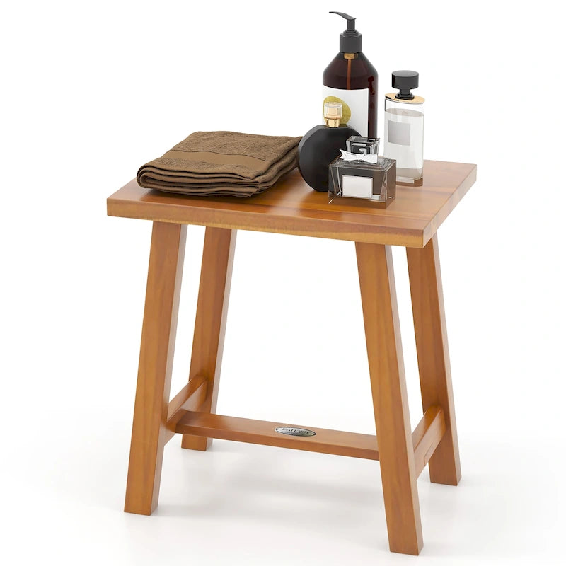 Banc de douche en teck – Finition bois, Marron, Simple
