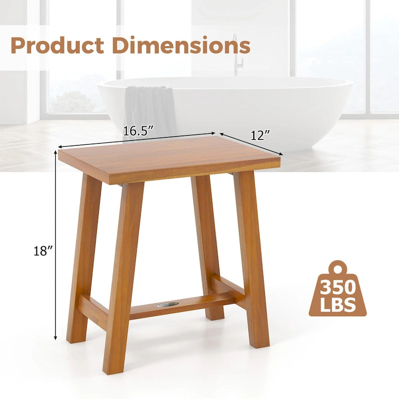Banc de douche en teck – Finition bois, Marron, Simple