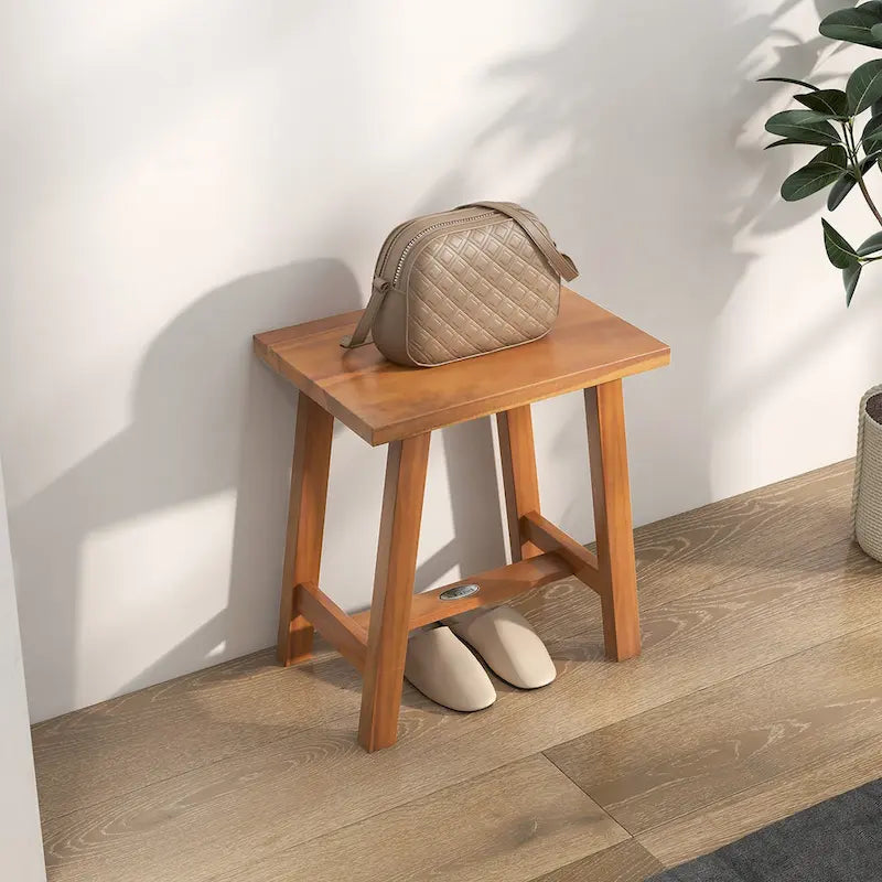 Banc de douche en teck – Finition bois, Marron, Simple