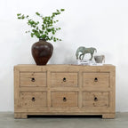 Buffet 6 tiroirs en bois naturel