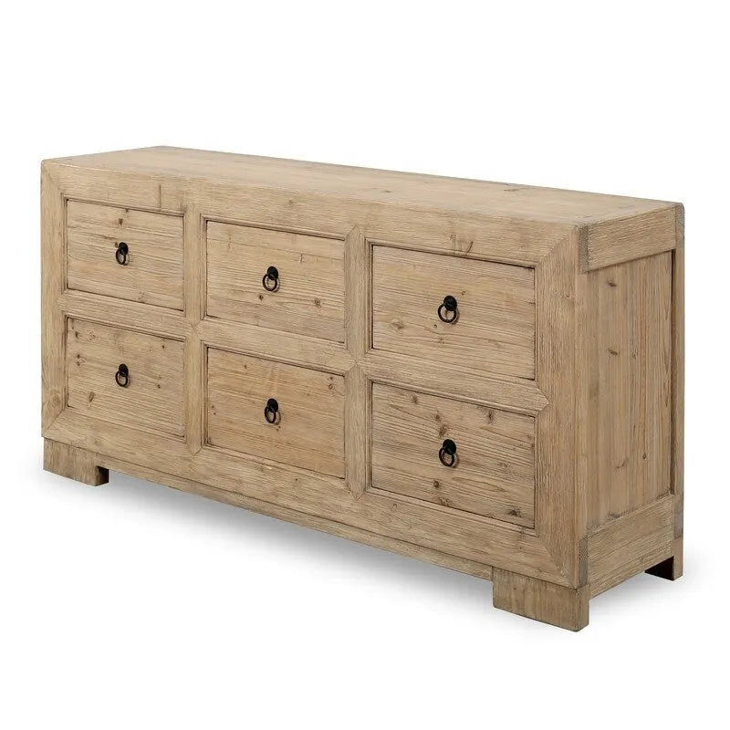 Buffet 6 tiroirs en bois naturel