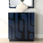 Meuble de rangement bleu brillant à 2 portes – 1 unité