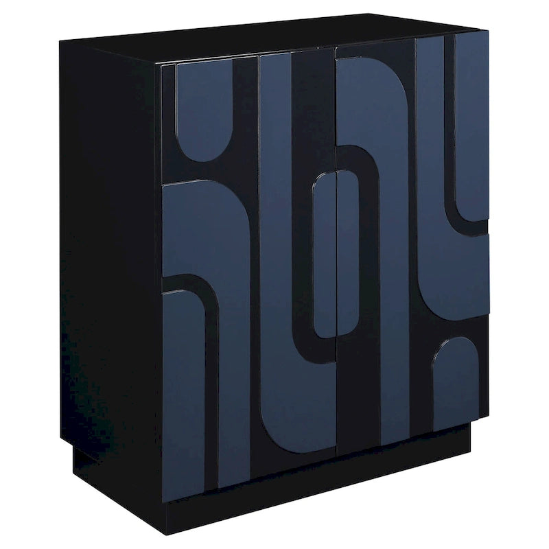 Meuble de rangement bleu brillant à 2 portes – 1 unité