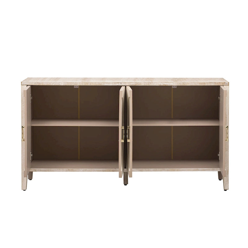 Meuble de rangement en placage de sapin noir / naturel / bleu marine avec portes arrondies — Style américain, montage par 1 personne