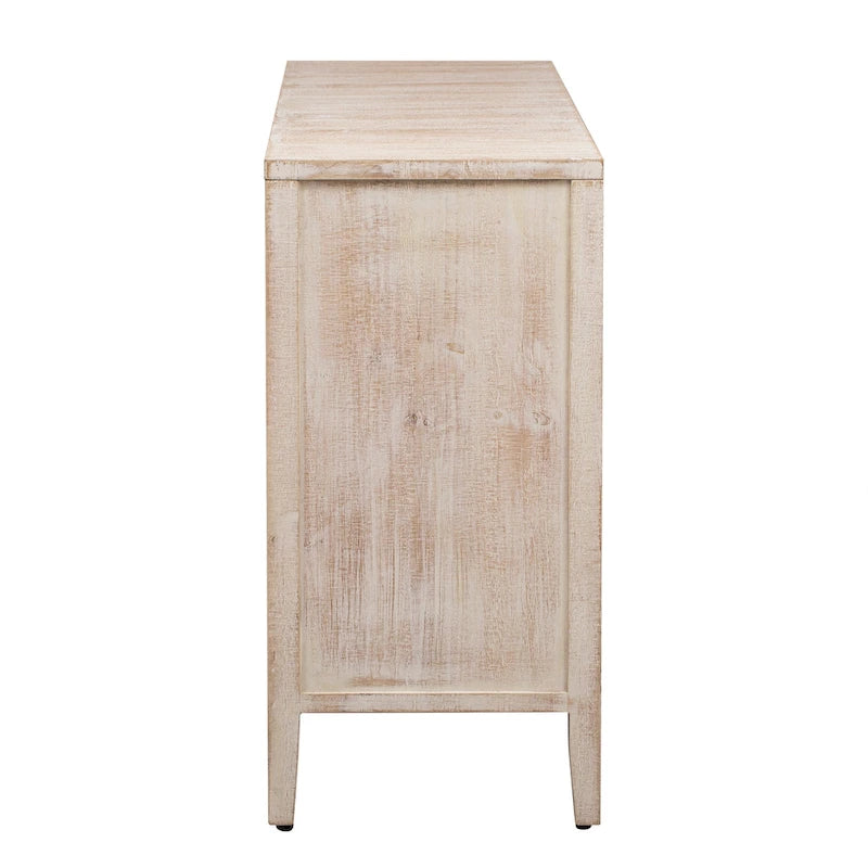 Meuble de rangement en placage de sapin noir / naturel / bleu marine avec portes arrondies — Style américain, montage par 1 personne