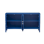 Meuble de rangement en placage de sapin noir / naturel / bleu marine avec portes arrondies — Style américain, montage par 1 personne