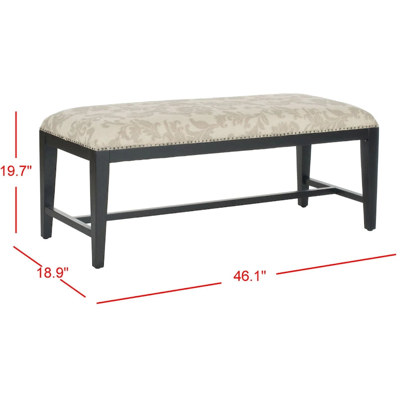 Banc rembourré floral taupe/beige/Java, 1 place