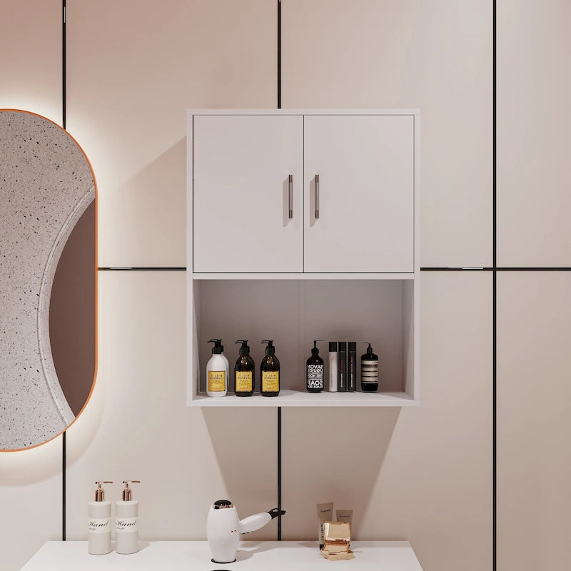 Meuble de rangement mural flottant blanc/rose – 2 étagères, simple