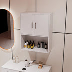 Meuble de rangement mural flottant blanc/rose – 2 étagères, simple