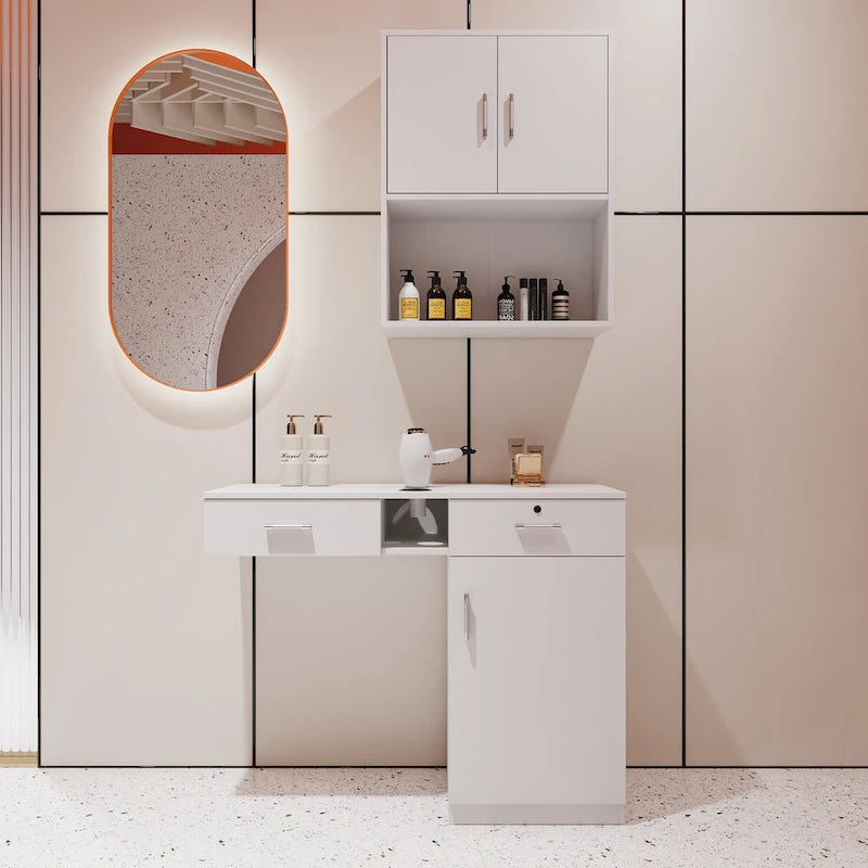 Meuble de rangement mural flottant blanc/rose – 2 étagères, simple
