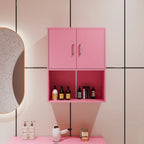 Meuble de rangement mural flottant blanc/rose – 2 étagères, simple