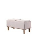 Banc de rangement 2 places avec plateau relevable Beige / Gris / Crème / Bleu