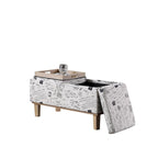 Banc de rangement 2 places avec plateau relevable Beige / Gris / Crème / Bleu