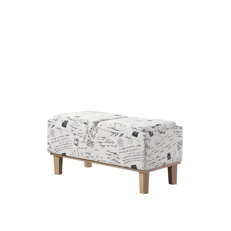 Banc de rangement 2 places avec plateau relevable Beige / Gris / Crème / Bleu