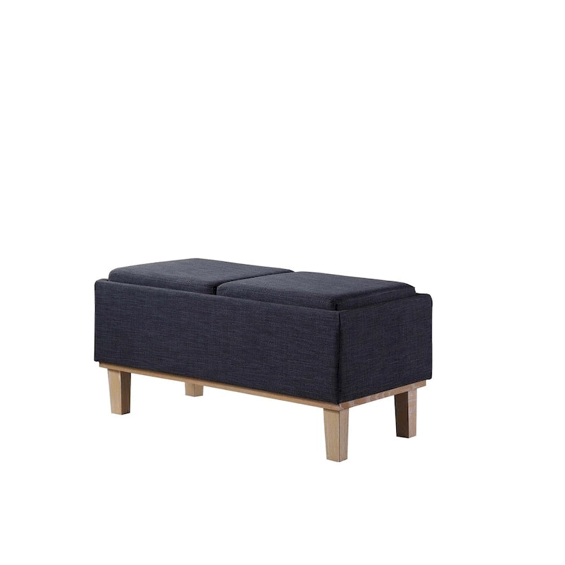 Banc de rangement 2 places avec plateau relevable Beige / Gris / Crème / Bleu